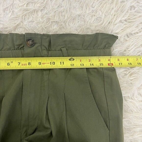 7 For All Mankind Womens Army Green Paperbag Waist Wide Leg Pants Trousers Med - Picture 8 of 9